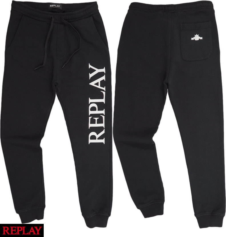 REPLAY/リプレイ M9941 FLEECE JOGGER TROUSERS WITH ARCHIVE LOGO スウェットパンツ/ジョガーパンツ BLACK(ブラック)