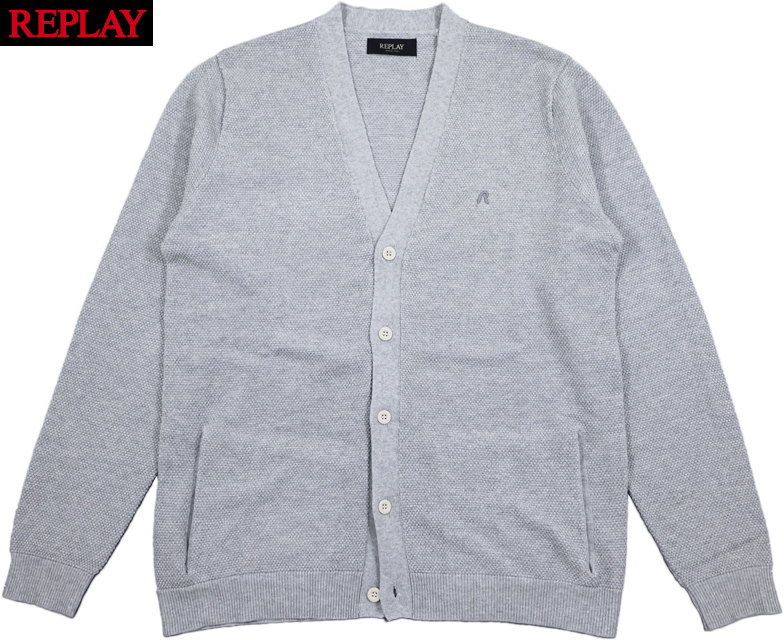 REPLAY/リプレー\u003cBR\u003e UK4707\u003cBR\u003e REGULAR-FIT COTTON CARDIGAN\u003cBR\u003e レギュラー相応う 綿織物ジレー\u003cBR\u003e GREY MELANGE(ヘザーグレー)