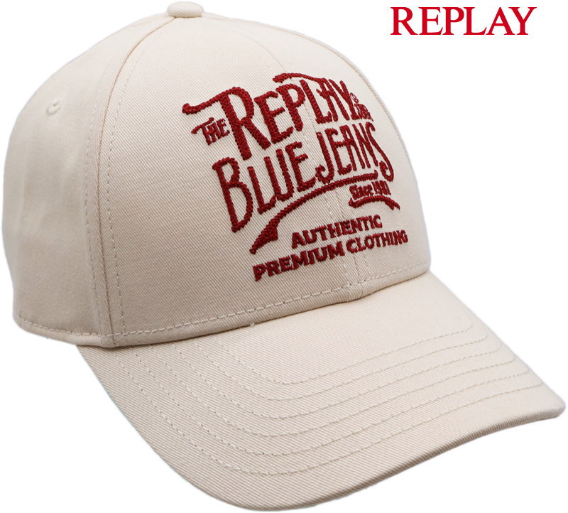 REPLAY/リプレイ AX4335 CAP WITH LETTERING 刺・墸ロゴ入り、キャップ WHITE SMOKE(ホワイトスモーク)