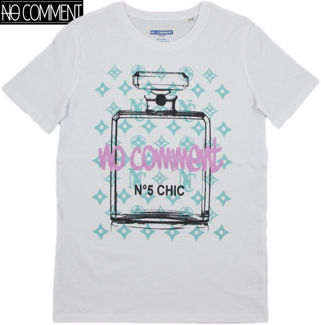 人気ブランド No Comment Paris ノーコメントパリ T Shirt Men Blue Monogram Parfume 半袖プリントｔシャツ カットソー White ホワイト 内祝い Www Balloonylandkw Com