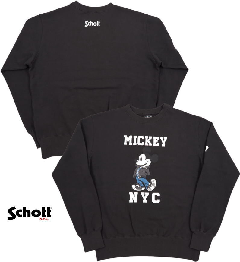 当店一番人気 スウェット トレーナー Schott ショット Disney Charcoal チャコール ミッキーnyc ディズニースウェットシャツ Nyc Mickey Sw Firstbev Ng