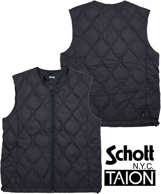 Schott×TAION INNER DOWN VEST ショット×タイオン、コラボレーション インナーダウンベスト BLACK(ブラック)