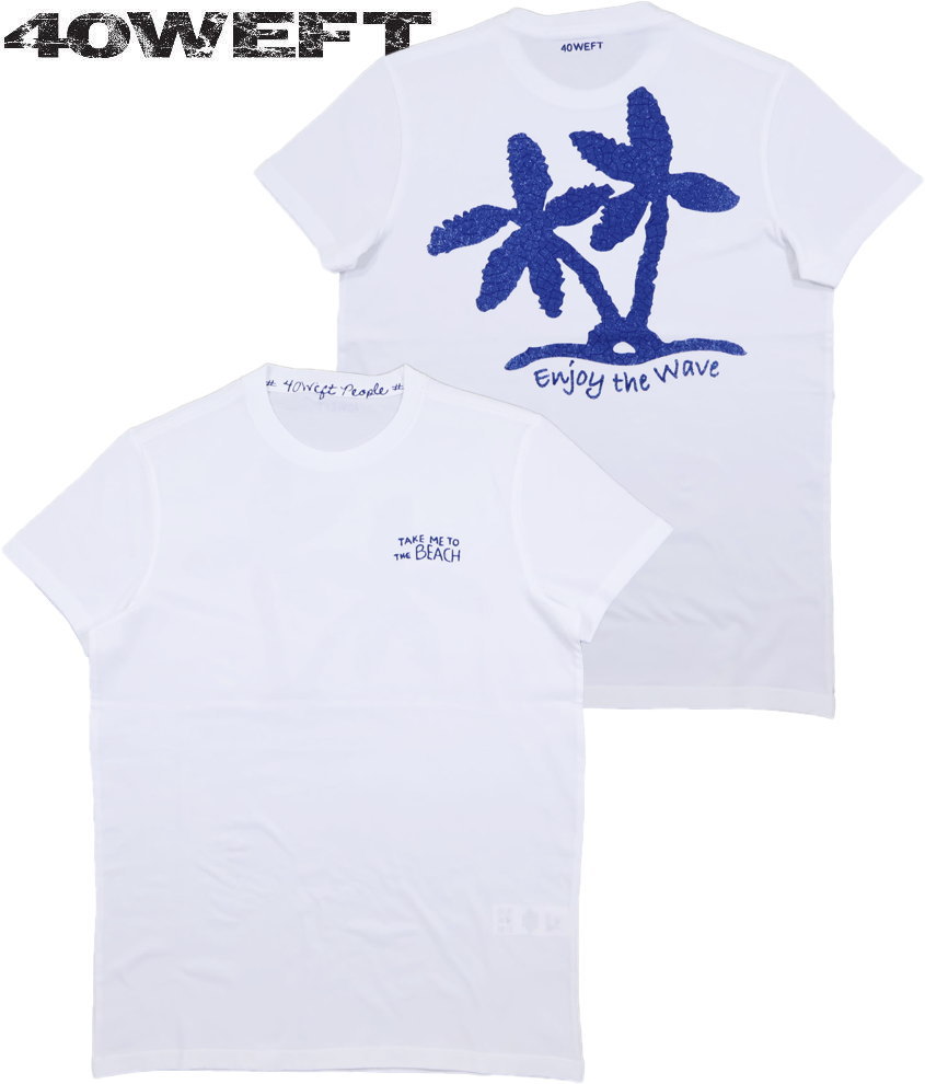 40WEFT/フォーティーウエフト PERRYS_2239 “BEACH” S/S T-SHIRT 半袖プリントTシャツ/カットソー WHITE(ホワイト)