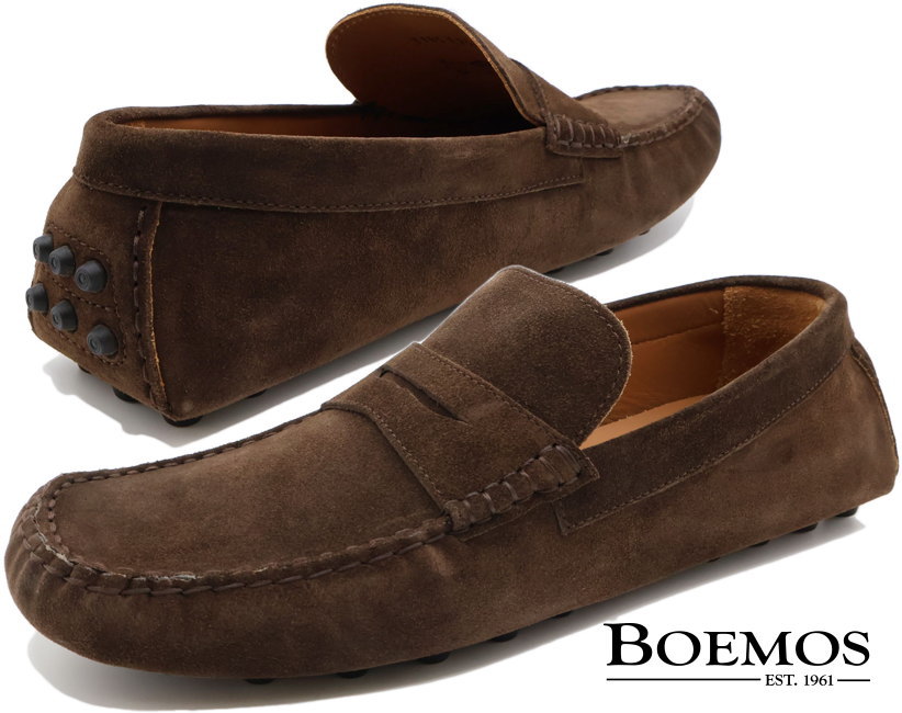 BOEMOS/ボエモス\u003cBR\u003e 3185-E25 HASH\u003cBR\u003e ドライビングシューズ/モカション/モカシンシューズ/スリッポン\u003cBR\u003e EBONY(まっ黒い赤銅色)