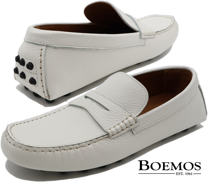 BOEMOS/ボエモス\u003cBR\u003e 3185-E25 DOLLARINO\u003cBR\u003e ドライビングシューズ/モカション/モカシンシューズ/スリッポン\u003cBR\u003e BIANCO(白いこと)