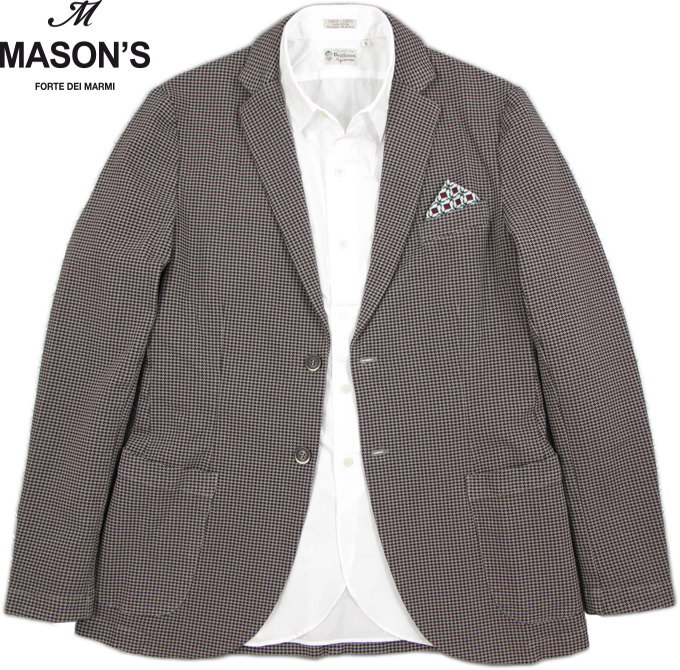 MASON'S/メイソンズ JERE10S5 STRETCH COTTON HOUND'S TOOTH BLAZER 千鳥格子ストレッチコットンテーラードジャケット,ブレザー/ハウンドトゥース・チェックJKT BROWN(ブラウン)/2GC2343NAS GIA.(DAVINCI)