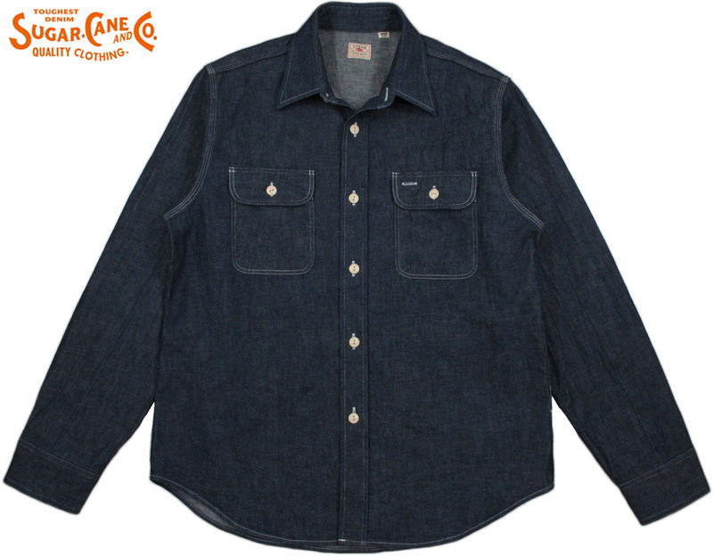 楽天市場 Sugar Cane シュガーケーン Blue Denim L S Work Shirtデニムワークシャツ デニムシャツ デニシャツ A Blue ワンウォッシュ Sc ストリートファッションmiyoshiya