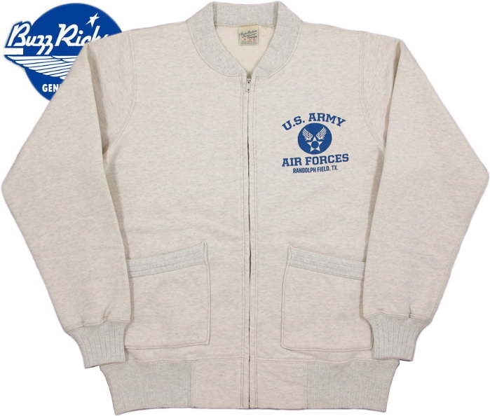 BUZZ RICKSON\u0027S/バズリクソンズ\u003cBR\u003e FULL ZIP CREW SWEAT\u003cBR\u003e“U.S. ARMY AIR FORCES”\u003cBR\u003e U.S.アーミーエアフォースプリント入り口・入口、フルジップスウェットシャツ\u003cBR\u003e OATMEAL(オートミール)/Lot No. BR65601