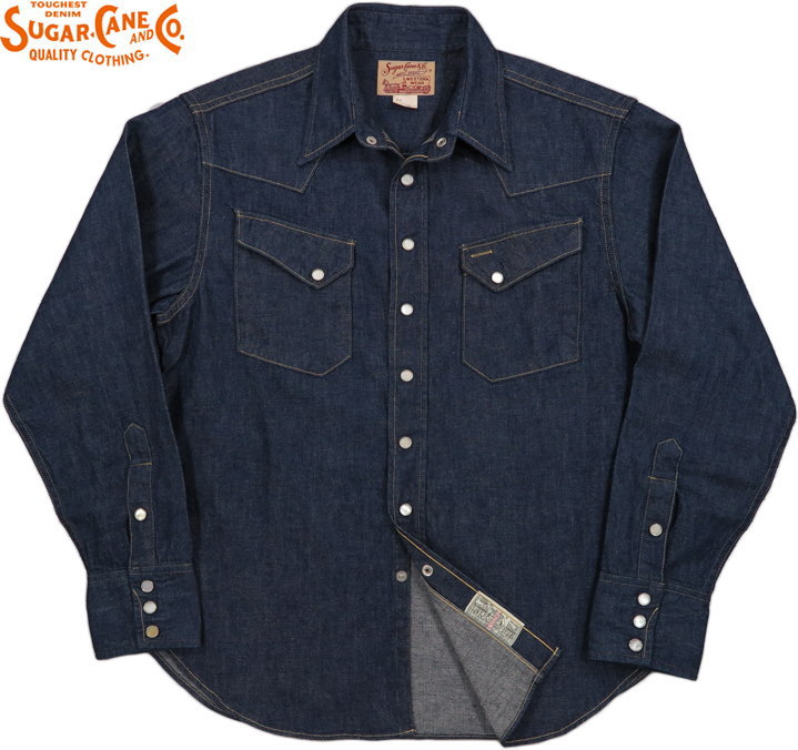 SUGAR CANE/シュガーケーン\u003cBR\u003e BLUE DENIM WESTERN SHIRT\u003cBR\u003eデニムウェスタンシャツ/デニムウェスタン\u003cBR\u003e 421A)ONE WASH(ワンウォッシュ)/Lot No.SC28190