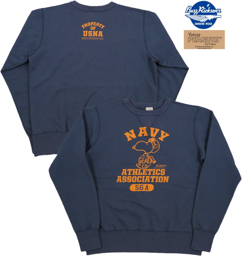 楽天市場 Buzz Rickson S Peanuts バズリクソンズ ピーナッツ Set In Crew Sweat Navy Athletics スヌーピー バズスウェットシャツ トレーナー ピーナッツスウェット Navy ネイビー Br653 ストリートファッションmiyoshiya