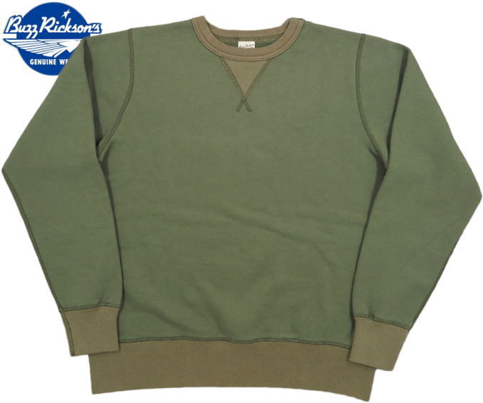 BUZZ RICKSON\u0027S/バズリクソンズ\u003cBR\u003e SET-IN CREW SWEAT\u003cBR\u003e セットインスリーブ・スウェットシャツ/ミリタリースウェット/無地調教師\u003cBR\u003e OLIVE(オリーブ)/Lot No.BR65622