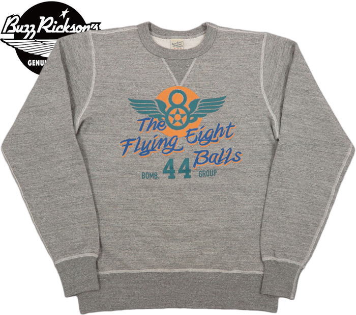 BUZZ RICKSON'S/バズリクソンズ SET-IN CREW SWEAT “44th BOMB. GROUP” プリント トレーナー/セットインスリーブ・スウェットシャツ H.GRAY(ヘザーグレー)/Lot No. BR68836