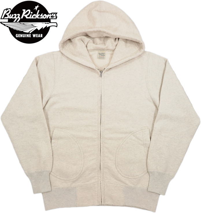 BUZZ RICKSON'S/バズリクソンズ FULL ZIP SWEAT PARKA フルジップパーカー/無地ジップパーカ 131) OATMEAL(オートミール)/Lot No. BR65623｜ストリートファッションMIYOSHIYA