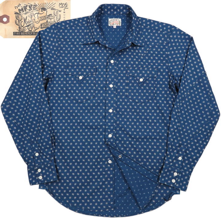 MFSC “TRUCKSTOP” 3.5oz.INDIGO CALICO PRINT DUDE RANCHER (Mister Freedom×Sugar Cane/ミスターフリーダム×シュガーケーン) 3.5オンス キャリコプリント ウェスタンシャツ 421 A/NAVY(ワンウォッシュ)/Lot No. SC28853