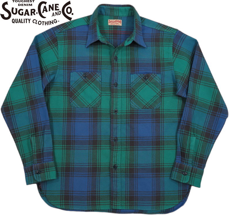 SUGAR CANE/シュガーケーン TWILL CHECK L/S WORK SHIRT ツイルチェック ワークシャツ/チェックシャツ/綿ネルシャツ 128) NAVY(ネイビー)/Lot No. SC29152