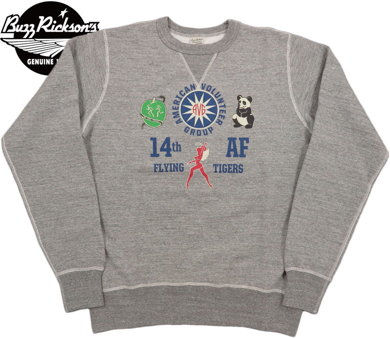 BUZZ RICKSON\u0027S/バズリクソンズ\u003cBR\u003e SET-IN CREW NECK SWEAT SHIRT\u003cBR\u003e “14th AIR FORCE AMERICAN VOLUNTEER GROUP”\u003cBR\u003e 刷り上げる調教師/トレーナー\u003cBR\u003e H.GRAY(ヘザーグレー)/Lot No. BR69066