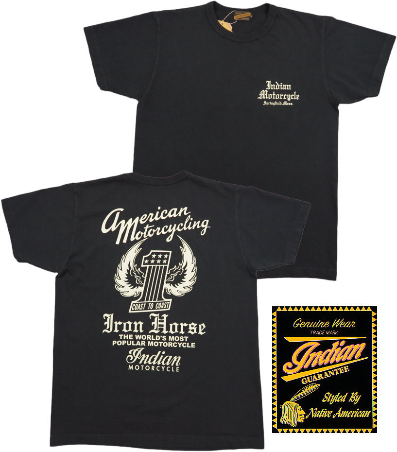 INDIAN MOTORCYCLE/インディアンモーターサイクル S/S T-SHIRT “IRON HORSE” 半袖バックプリントＴシャツ/カットソー BLACK(ブラック)/Lot No. IM79184