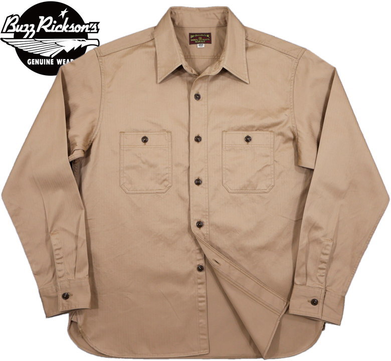 BUZZ RICKSON'S/バズリクソンズ HERRINGBONE WORK SHIRT 長袖ヘリンボーン ワークシャツ/コットンヘリンボーンシャツ 133) BEIGE(ベージュ)/Lot No. BR29390