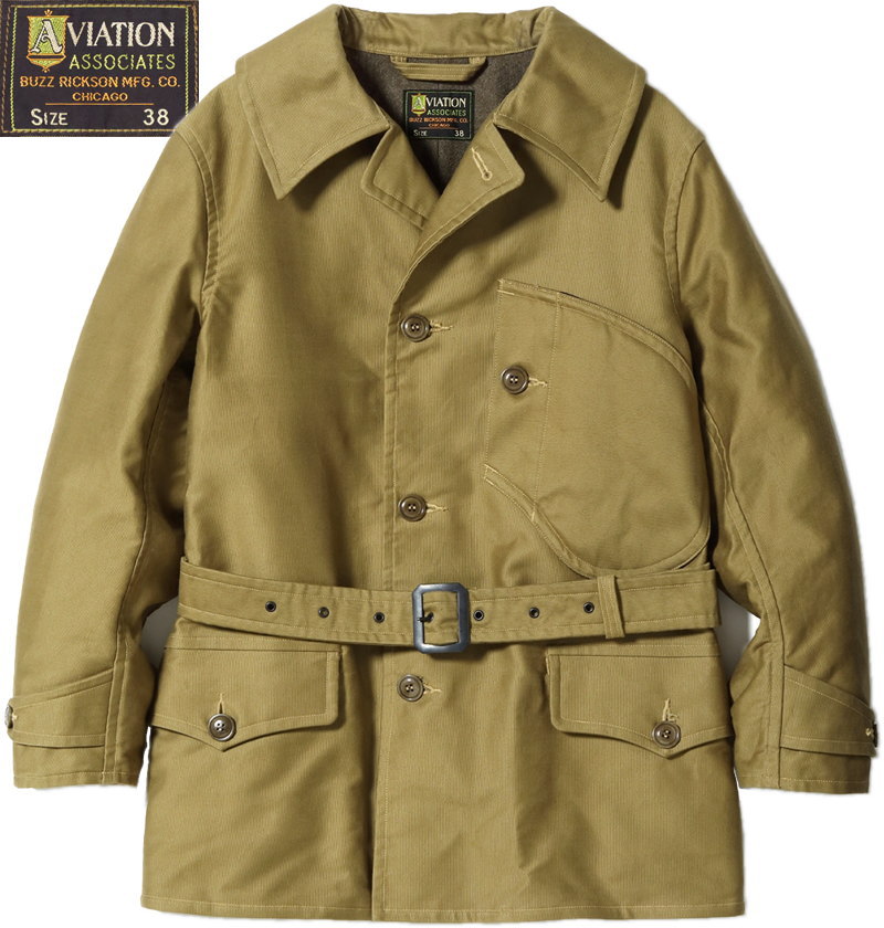 BUZZ RICKSON'S/バズリクソンズ AVIATION ASSOCIATES JUNGLE CLOTH AVIATOR COAT アビエーションアソシエイツ、ジャングルクロス・アビエーターコート 135) KHAKI(カーキ)/ Lot No. BR15588