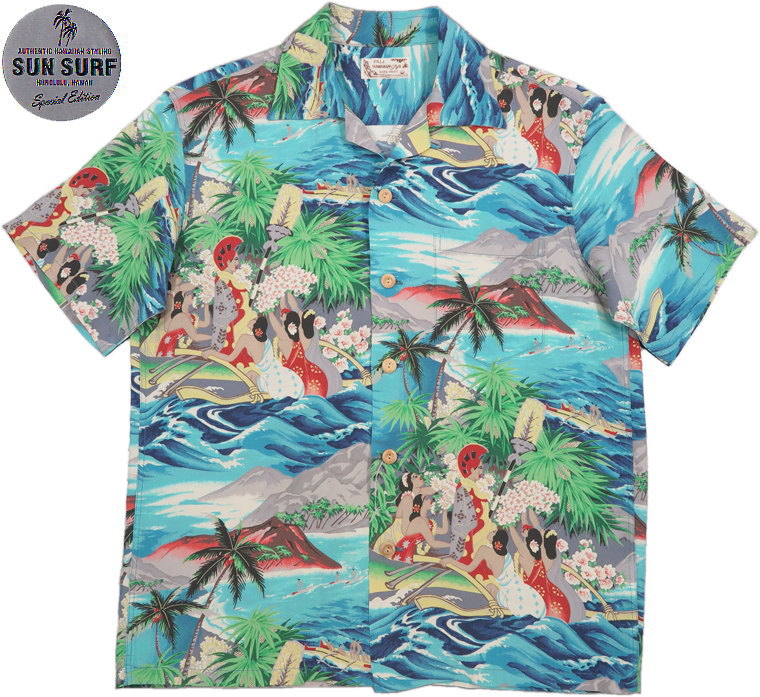 SUN SURF SPECIAL EDITION サンサーフ・スペシャルエディション “ALOHA UNIVERSAL WORLD” 「アロハ ユニバーサル ワールド」ハワイアンシャツ 125) BLUE(ブルー)/Lot No. SS39278|ストリートファッションMIYOSHIYA