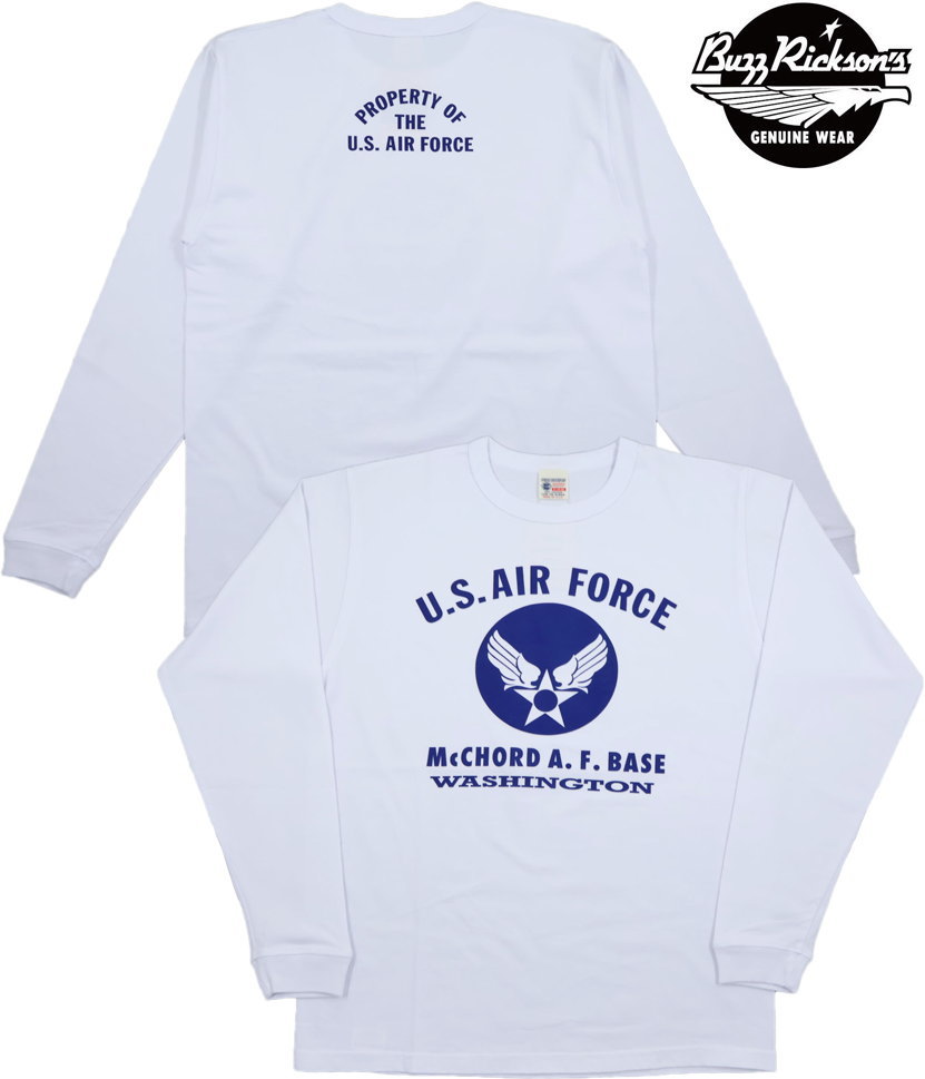 BUZZ RICKSON\u0027S/バズリクソンズ\u003cBR\u003e L/S T-SHIRT\u003cBR\u003e “McCHORD A.F. BASE”\u003cBR\u003e 長袖 エアフォースマーク 刷り上げるＴシャツ\u003cBR\u003e 101) WHITE(白いこと)/Lot No.BR69626