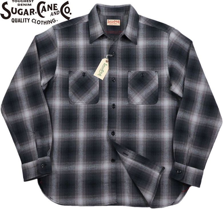 SUGAR CANE/シュガーケーン TWILL CHECK WORK SHIRT ツイルチェック ワークシャツ/チェックシャツ/綿ネルシャツ 119) BLACK(ブラック)/ Lot No. SC29561