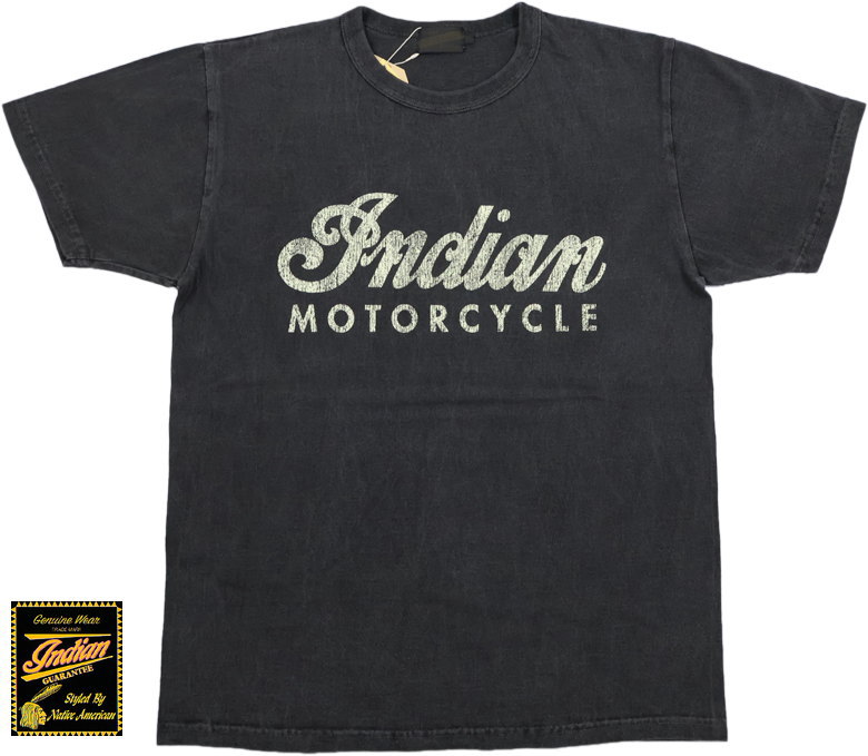 INDIAN MOTORCYCLE/インディアンモーターサイクル S/S T-SHIRT PIGMENT DYE “INDIAN LOGO” 半袖プリントＴシャツ/カットソー 119) BLACK(ブラック)/Lot No.IM79558