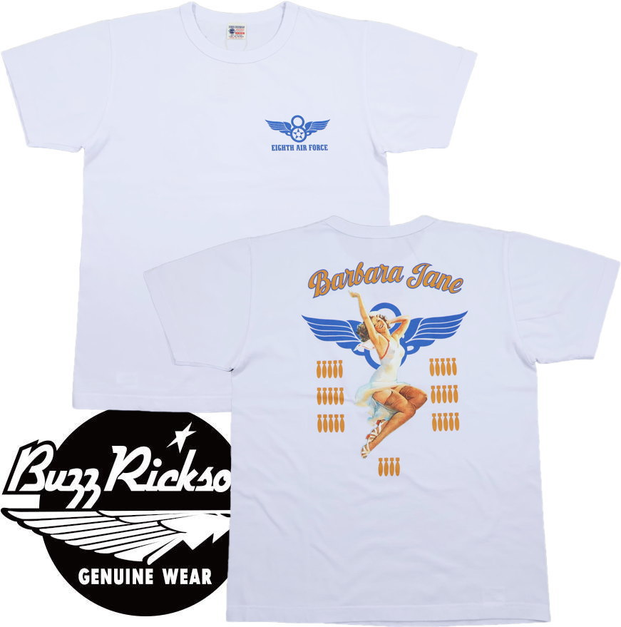 BUZZ RICKSON'S/バズリクソンズ S/S T-SHIRT “BARBARA JANE” ピンナップガールプリントＴシャツ/ミリタリープリントTEE 101) WHITE(ホワイト)/Lot No. BR79625