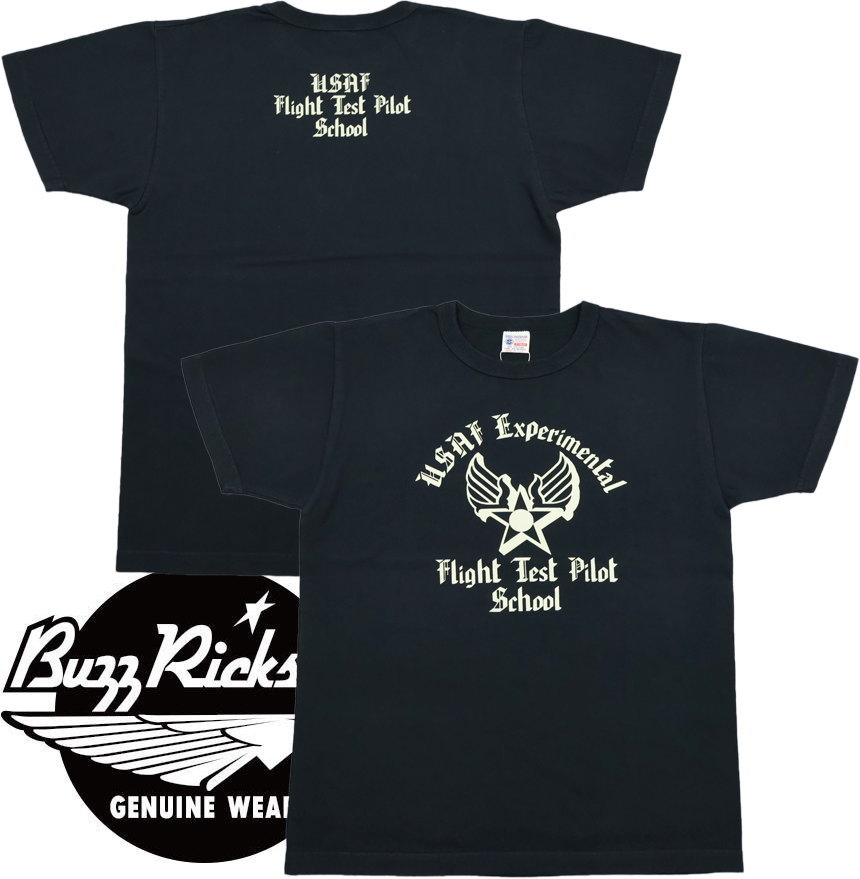 BUZZ RICKSON'S/バズリクソンズ S/S T-SHIRT &ldquo;USAF TEST PILOT SCHOOL&rdquo; 半袖プリントＴシャツ/ミリタリープリントTEE 119) BLACK(ブラック)/Lot No. BR79621｜ストリートファッションMIYOSHIYA