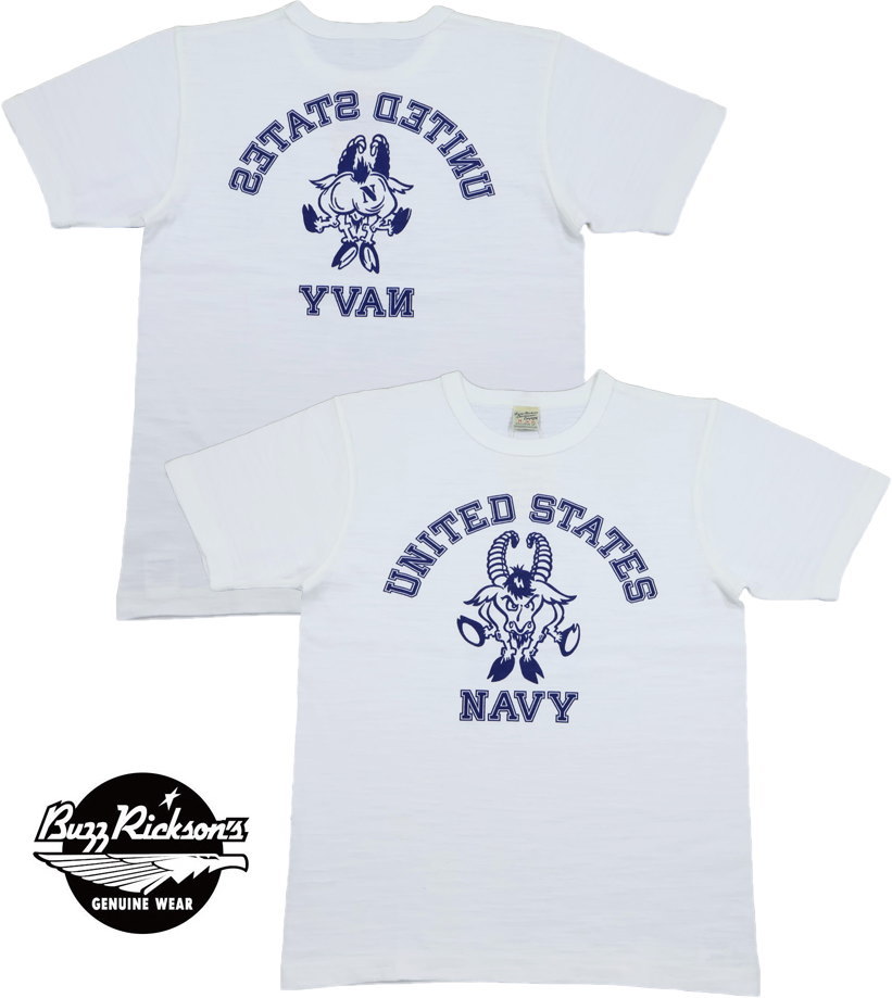 BUZZ RICKSON'S/バズリクソンズ SLUB YARN T-SHIRT UNITED STATES NAVY 半袖プリント スラブヤーンＴシャツ/ミリタリープリントTEE 101) WHITE(ホワイト)/Lot No. BR79566