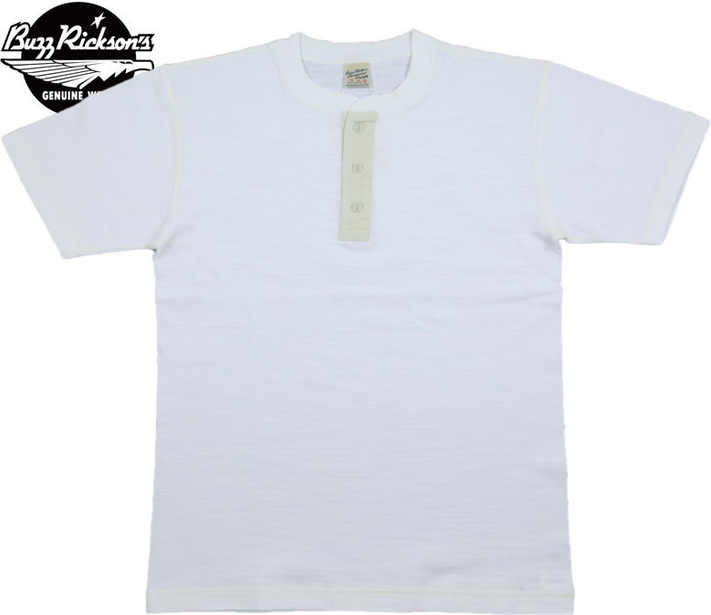 BUZZ RICKSON'S/バズリクソンズ SLUB YARN HENLEY NECK T-SHIRT スラブヤーン ヘンリーネックカットソー/半袖ヘンリーネックＴシャツ 101) WHITE(ホワイト)/Lot No. BR79192
