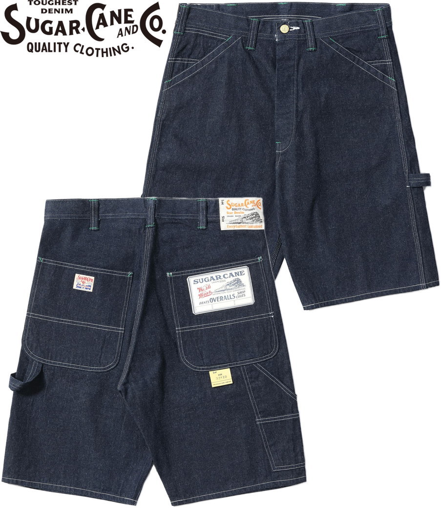 SUGAR CANE 11oz デニムユーズドウォッシュ ハーフパンツ SUGAR CANE シュガーケーン 11oz デニム ワーク ショートパンツ