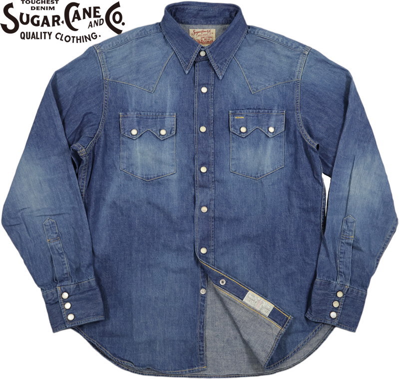 SUGAR CANE/シュガーケーン BLUE DENIM WESTERN SHIRT AGED MODEL デニムウェスタンシャツ・エイジングモデル/ブルーデニムウェスタン 427H) HARD WASH(ハードウォッシュ)/Lot No. SC29684