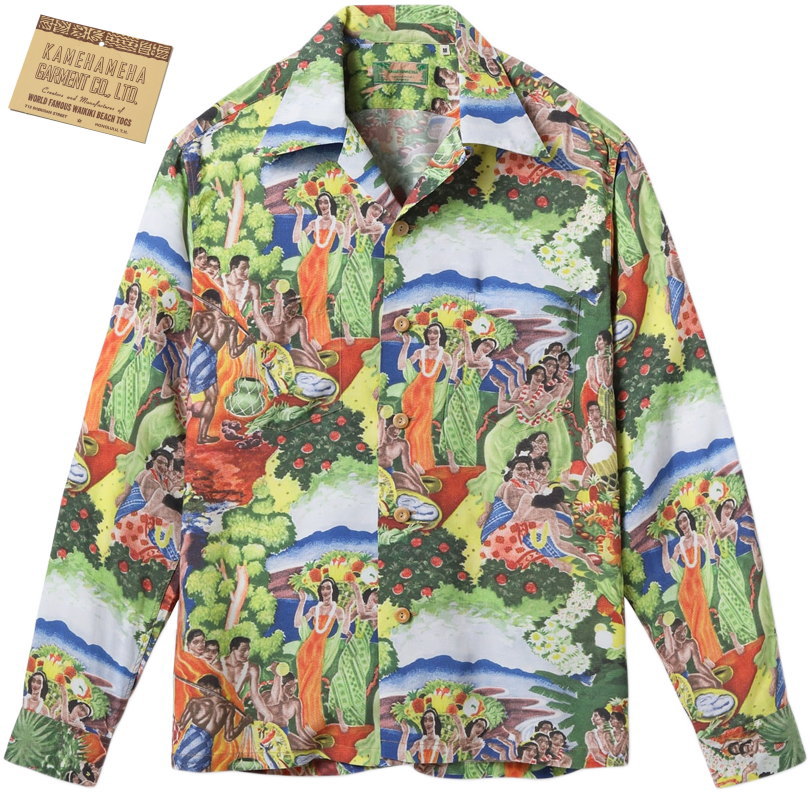 SUN SURF SPECIAL EDITION\u003cBR\u003e サンサーフ・スペシャルエディション\u003cBR\u003e “ORIGINAL MATSON MENU DESIGN by EUGENE SAVAGE” (LONG SLEEVE)\u003cBR\u003e 「マトソンの献立て表柄」ハワイアンプルオーバー\u003cBR\u003e 145) GREEN(緑であること)/ Lot No. SS29679