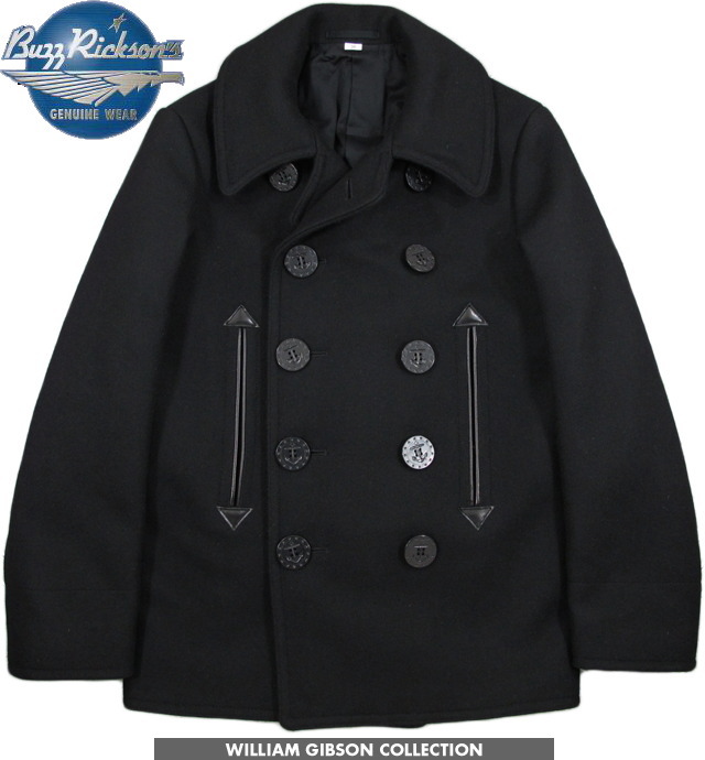 BUZZ RICKSON\u0027S/バズリクソンズ\u003cBR\u003e ENLISTED MAN OVERCOAT\u003cBR\u003e Type BLACK PEA COAT\u003cBR\u003e 36薬局衡オンス. WOOL MELTON\u003cBR\u003e “William Gibson Collection”\u003cBR\u003e ウィリアム・ギブソン 寄せあわせ、黒いこと ピーコート\u003cBR\u003e Lot No. BR12394