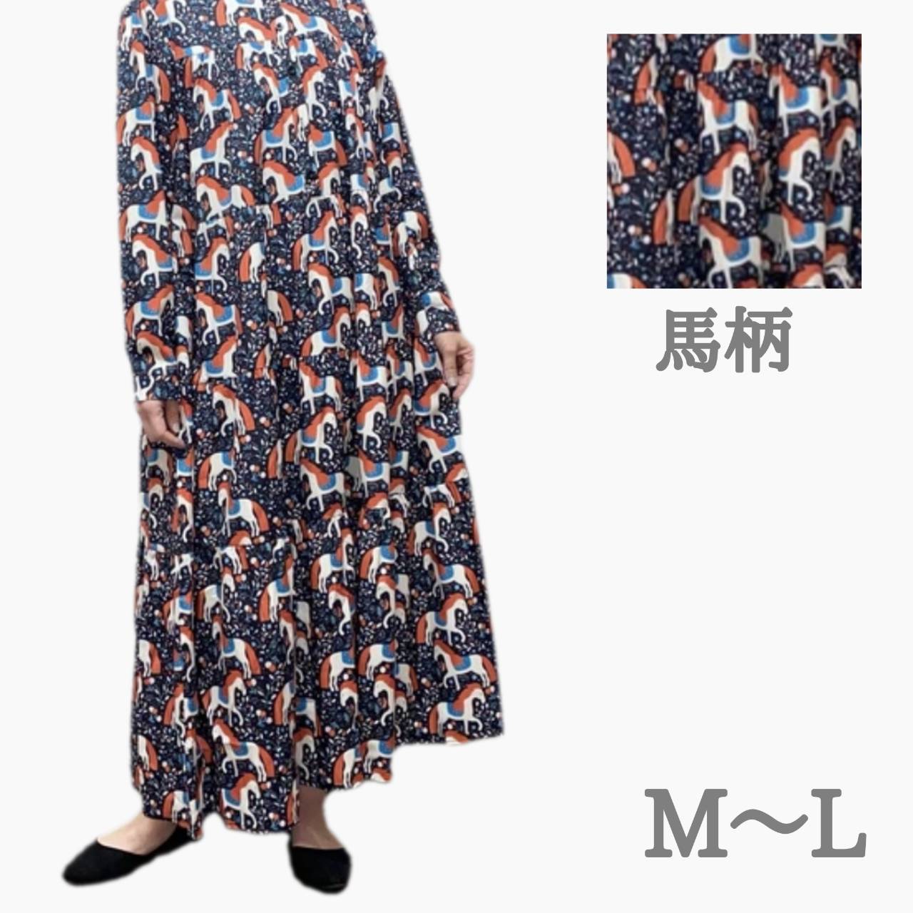 楽天市場】春物新作【即日発送】mire-ru【M～L相当】総柄 ワンピース 
