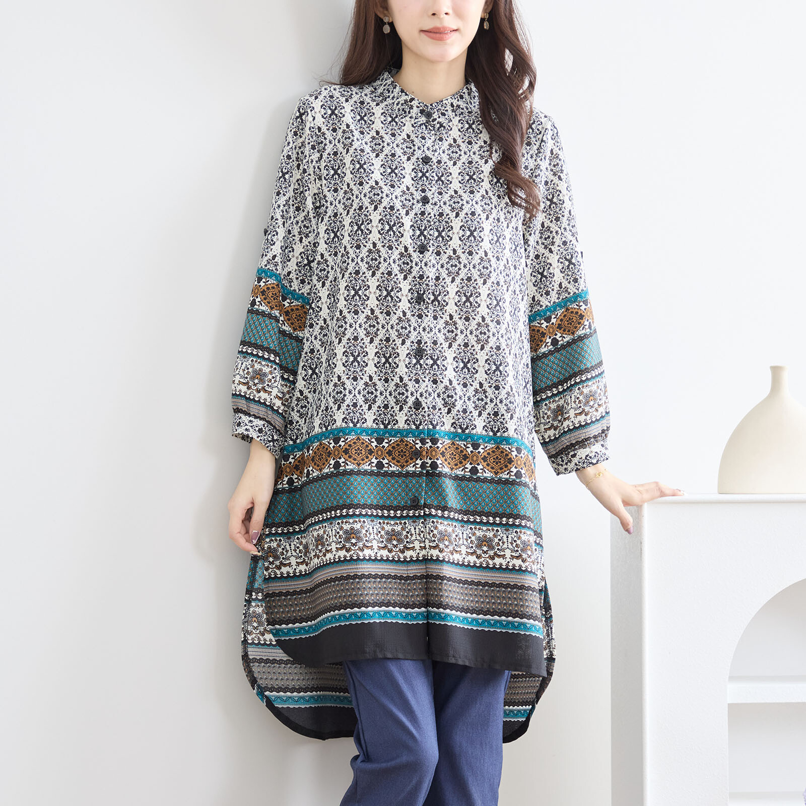 楽天市場】ノーカラージャケット レース 花柄 ネイビー ベージュ