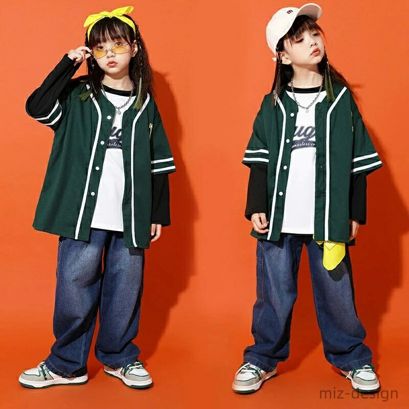 【送料無料】キッズ ヒップホップ ダンス衣装 ステージ用 クールコーデ セットアップ カジュアル 女の子 男の子
