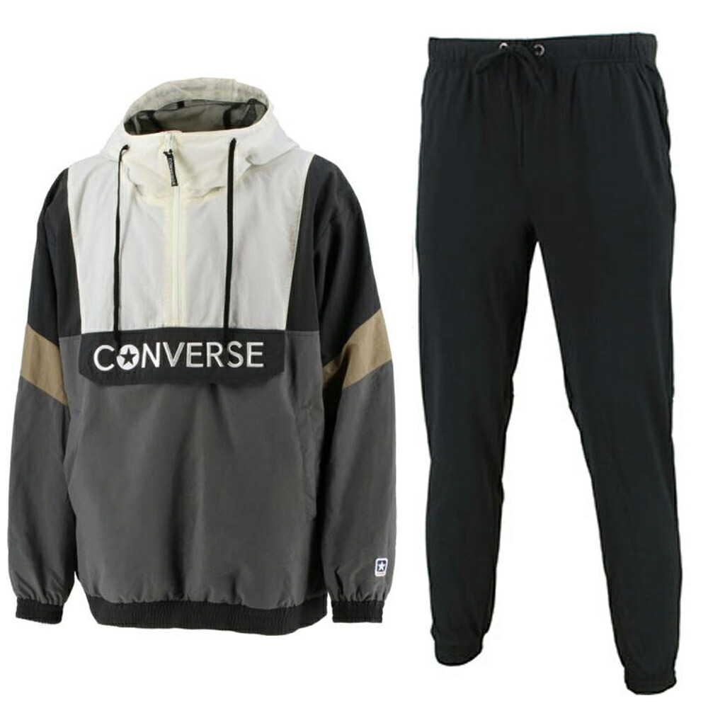 CONVERSE(コンバース)アノラックパーカージョガーパンツ上下セット(CA221581/CA221881)(スポーツ/トレーニング/バスケットボール/バスケ/セットアップ/フードあり/長袖/撥水/男性用/メンズ)