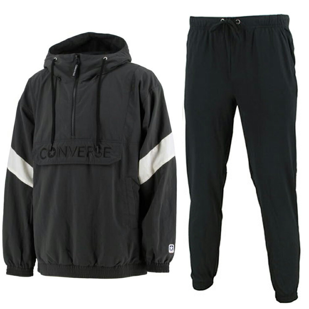 CONVERSE(コンバース)アノラックパーカージョガーパンツ上下セット(CA221581/CA221881)(スポーツ/トレーニング/バスケットボール/バスケ/セットアップ/フードあり/長袖/撥水/男性用/メンズ)