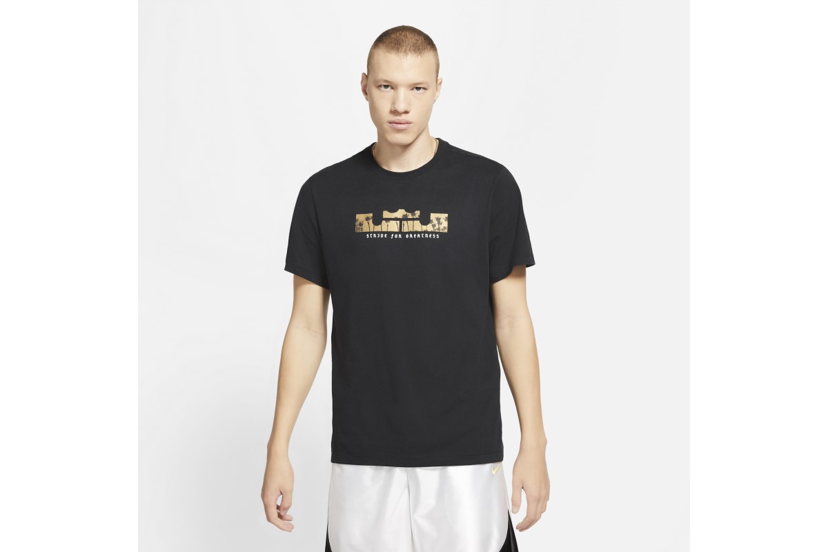 楽天市場 ナイキ Nikeバスケ Tシャツdriーfitレブロンロゴtシャツ ブラック ゴールド ダスト Db6179 011 21 1 28 Mizoguchisports