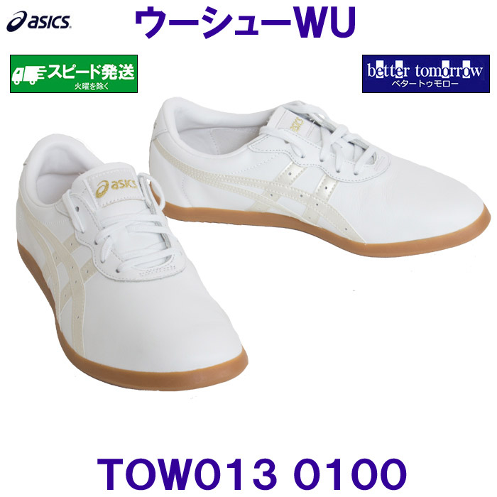 アシックス ASICS 太極拳シューズ TOW013 ウーシューＷＵ 0100 白いこと×パール白いこと 白いこと 本革遣りかた /2026FW