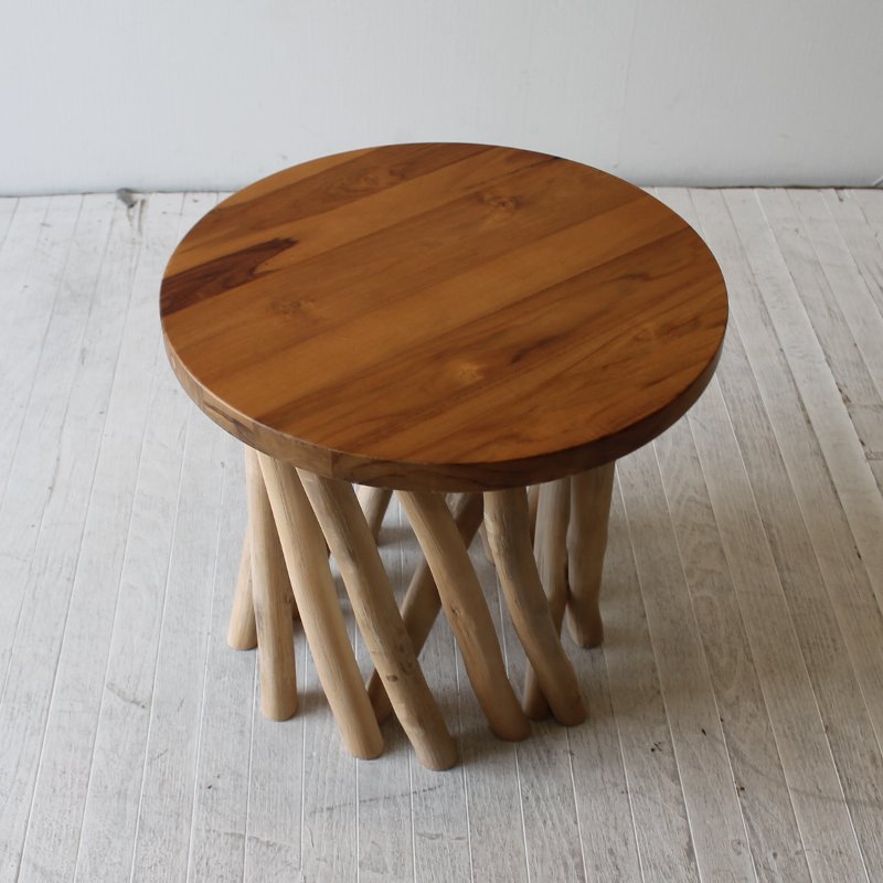 楽天市場】【受注生産品】一点モノ チーク材の個性的なスツール/小