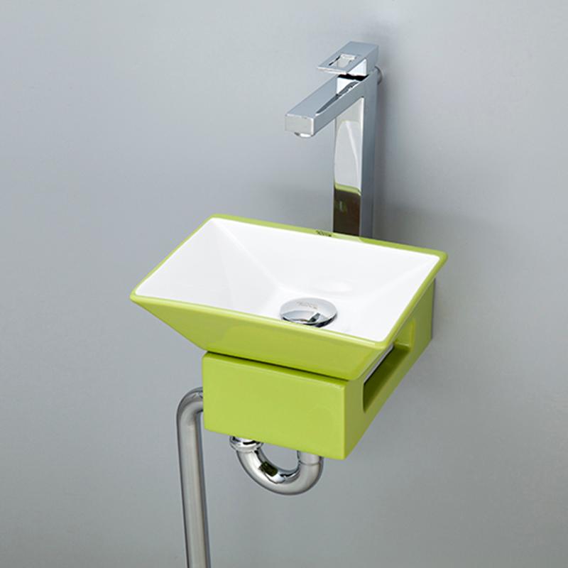 Mizunohana 洗面ボウル B090 カラフル 陶磁器 壁付け 手洗いボウル 小型ボウル 水栓取付 おしゃれ インテリア 幅305mm 奥行360mm 高さ190mm 洗面ボウルのみ Bla Org Bw