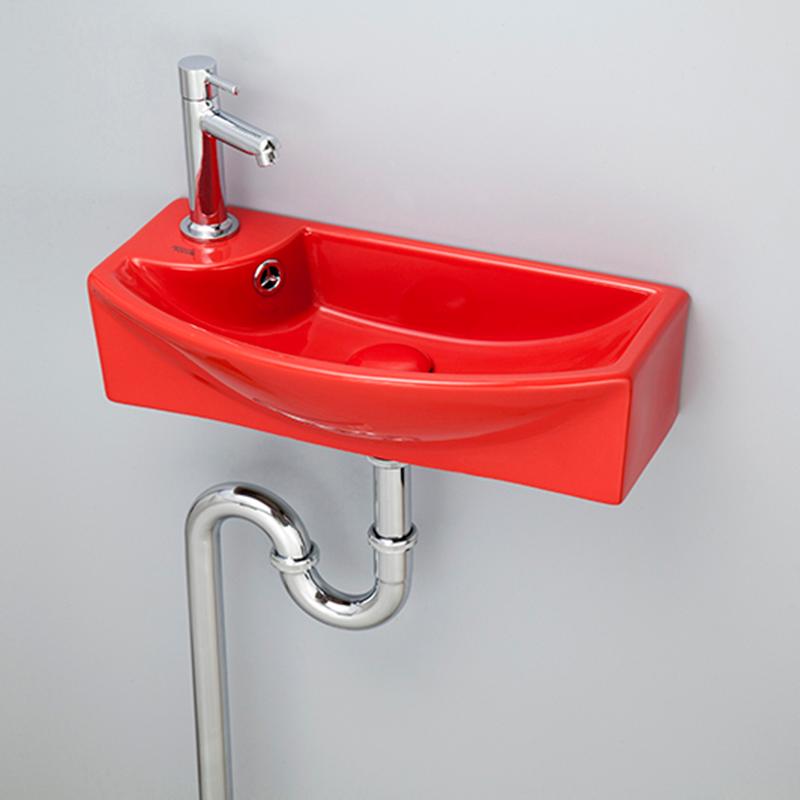 Mizunohana 洗面ボウル B110 カラフル 陶磁器 壁付け 手洗いボウル レッド オーバーフロー対応 水栓取付 おしゃれ インテリア 幅455mm 奥行2mm 高さ130mm 洗面ボウルのみ Islandfavours Com