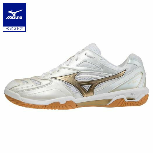 返品送料無料 バドミントン シューズ ミズノ 公式 ウエーブファング PRO プロ メンズ レディース MIZUNO ホワイト ゴールド 2E 71GA2100|ミズノ公式オンライン 店