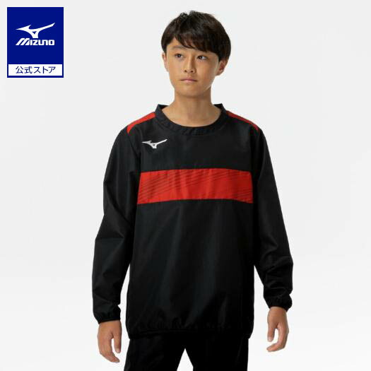 ミズノ公式 ピステシャツ ジュニア ブラック×チャイニーズレッド