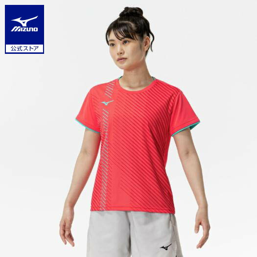 ミズノ公式 ゲームシャツ ラケットスポーツ レディース ラディアントレッド画像