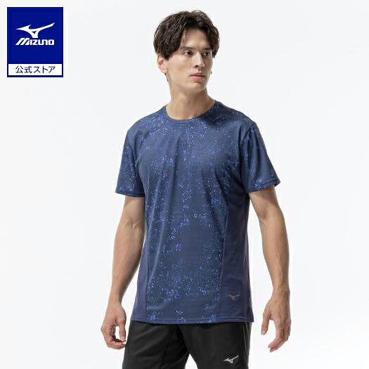 ミズノ公式【汗処理/通気】ドライエアロフローグラフィックTシャツ メンズ エステートブルー