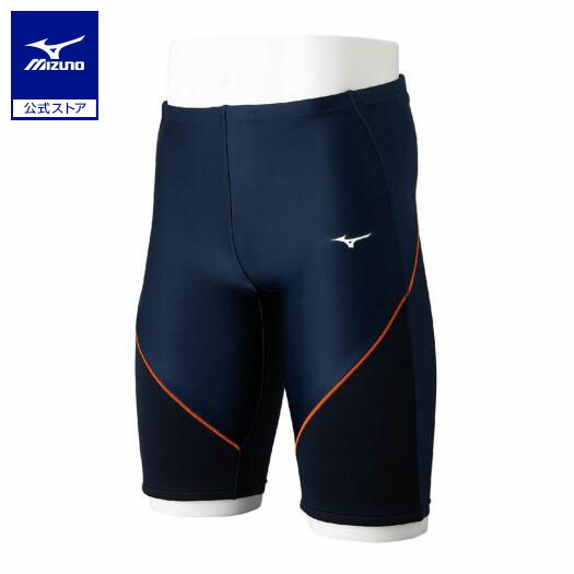 ミズノ公式 【EZ SWIM】スイムフィットネス用ハーフスパッツ メンズ ネイビー×オレンジ
